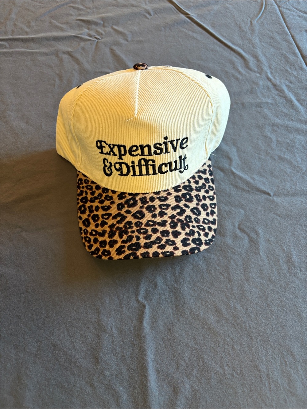 Kids 'Expensive & Difficult' Yellow Cap with Leopard Print Brim